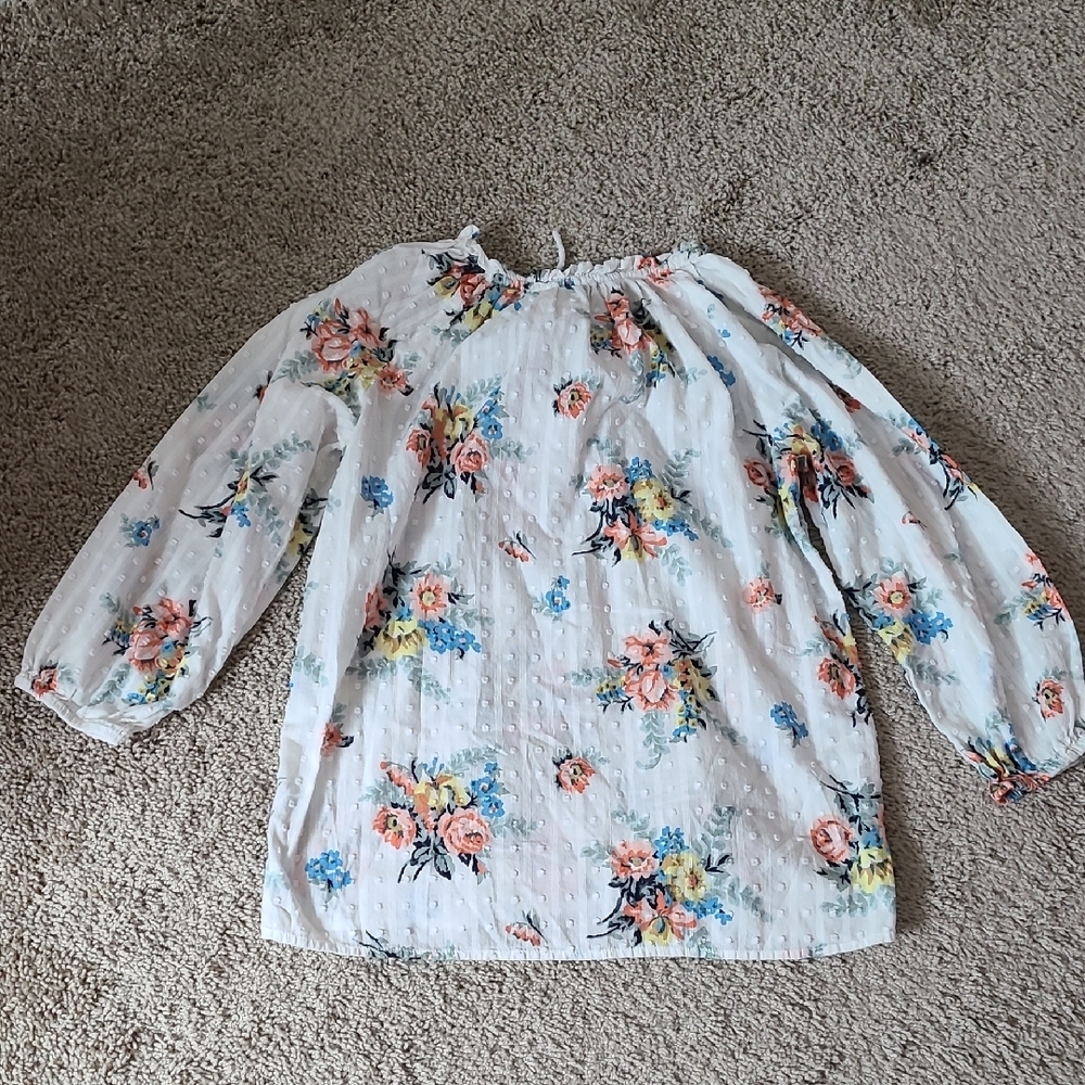Floral Tie Neck 3/4 Sleeve Blouse- PXS Loft - Picture 7 of 14